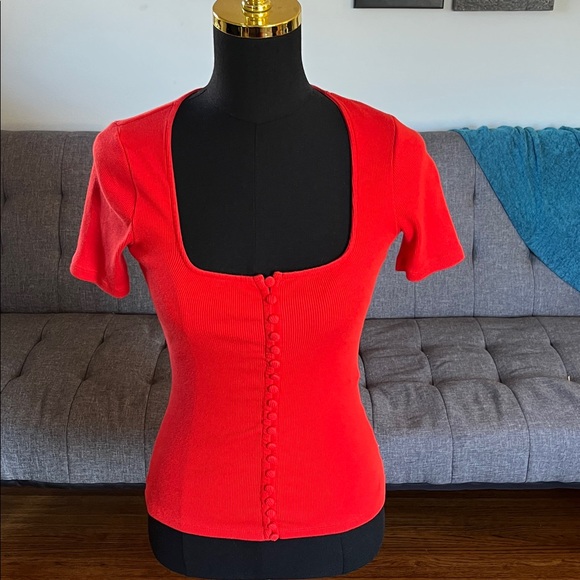 Sezane "Grant" baby ribbed shirt.  Size XS - Picture 3 of 8